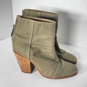 Rag & Bone olive canvas leather heeled booties Size 38